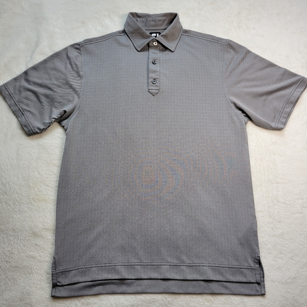 Footjoy Polo Shirt Small Shirt FJ Gray Geometric Double Sided Pattern Golf